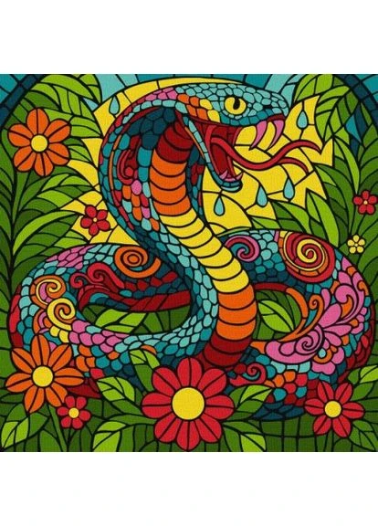 Картина за номерами - "Вітраж. Тропічна кобра" ©art_selena_ua, 30х30см IDEYKA (369786329)