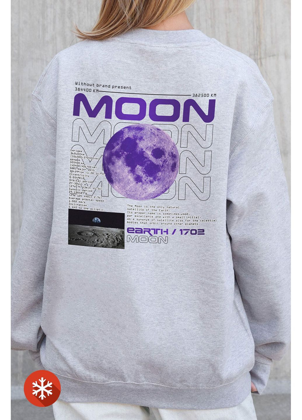 Чорний жіночий утеплений оверсайз світшот на флісі з принтом moon gray Without малюнок (372519871)