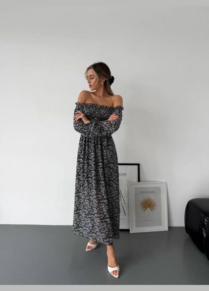 Сіра сукня повітряна ніжна чорна 746eb No Brand