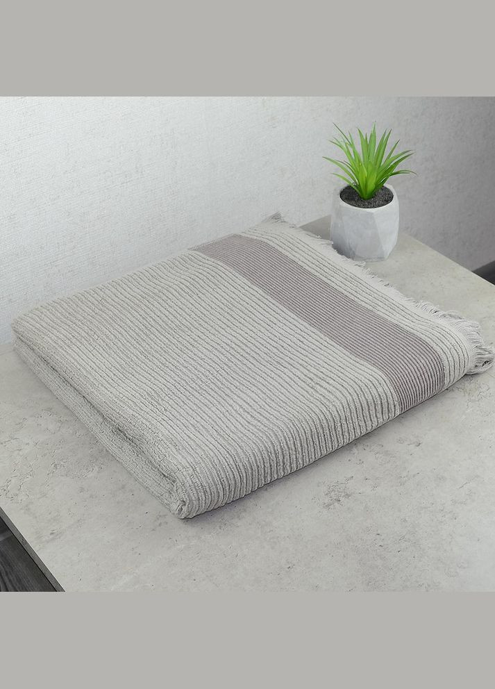 GM Textile набор махровых полотенец с бахромой 3шт 50x90см, 50x90см, 70x140см люкс качества 450г/м2 () серый производство -