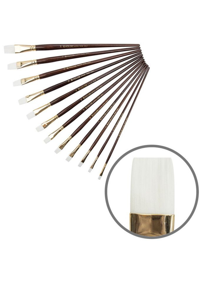 Пензель синтетика плоска Snow 1098F № 6 довга ручка Kolos (362578578)