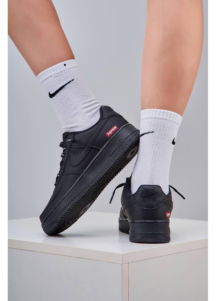 Чорні Осінні кросівки чоловічі nike air force 1 supreme black найк аір форс 1 преміум No Brand