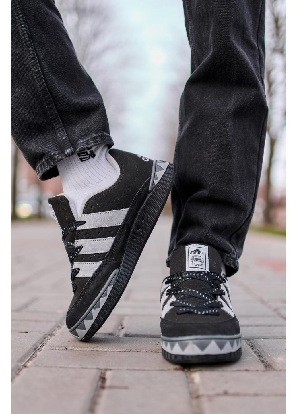 Чорні Осінні кросівки чоловічі adidas adimatic neighborhood black white адідас адіматік No Brand