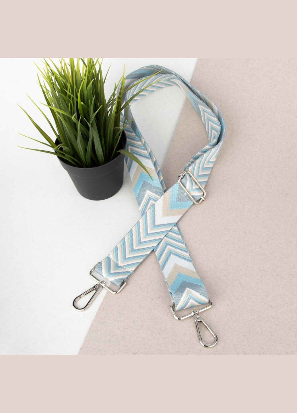 Ремінець для сумки текстильний 38 мм 0020 silver блакитно-бежевий HandyCover (333798999)