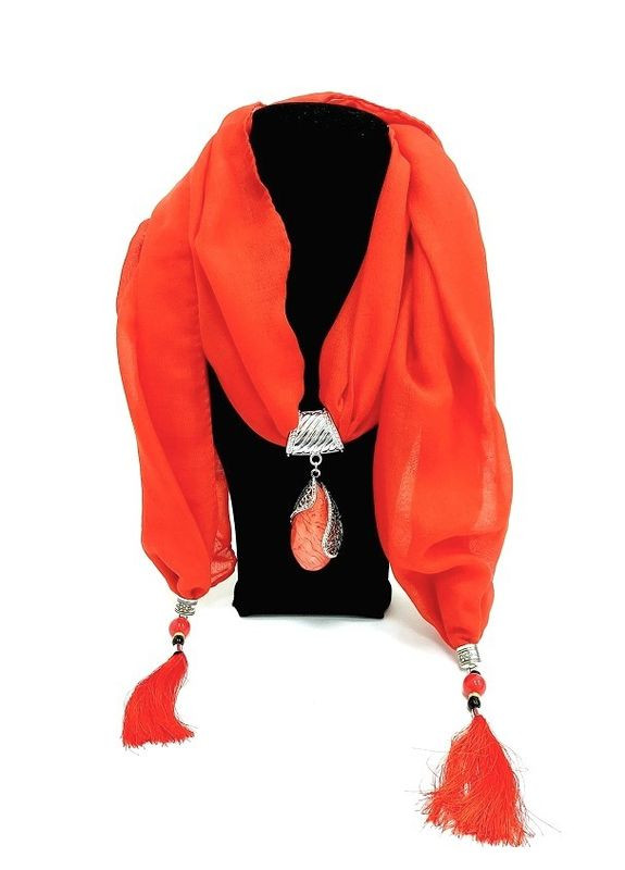 Шарф з прикрасою котон Червона крапля No Brand (327419587)