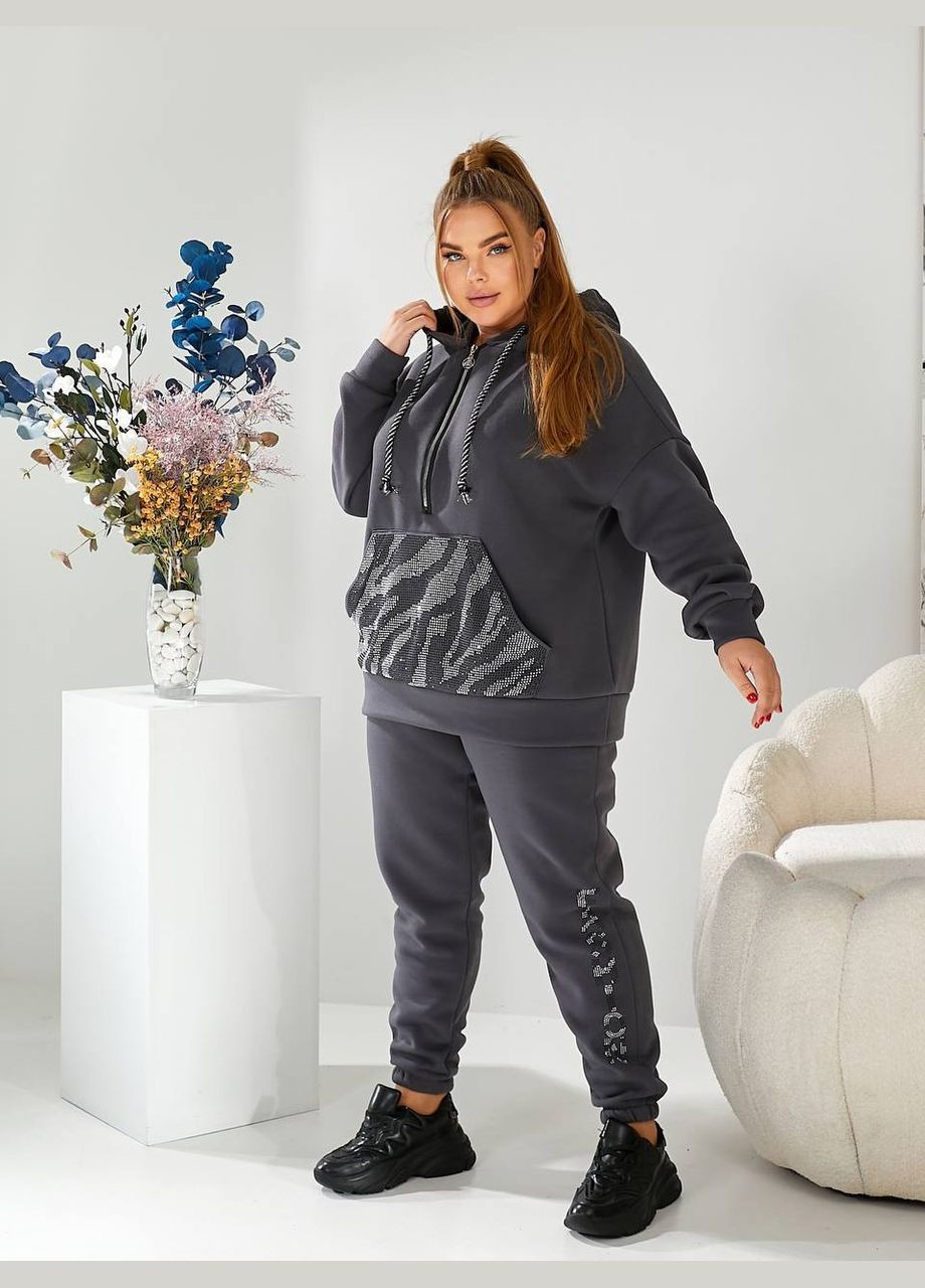 Женский теплый спортивный костюм двойка цвет бутылка New Trend (306717522)