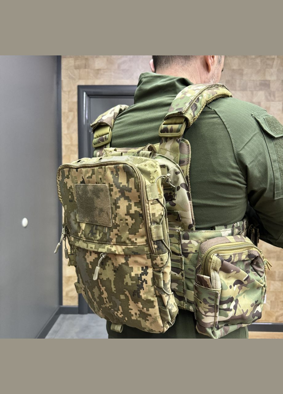 Підсумок-рюкзак сухарний на плитоноску з Моллі, Піксель,, Cordura 1000D, сумка сухарна тактична, сумка сухарка армійська WinTac (338625058)