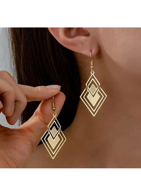 Серьги "Ромбы золотистые" No Brand (378076868)