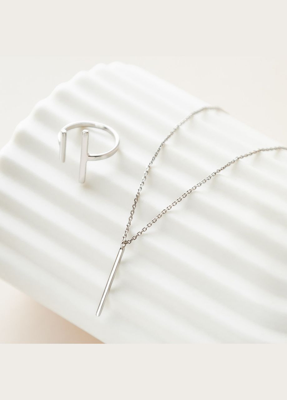 Комплект срібний Грані сережки класичні та кольє з прямокутником No Brand (362177241)