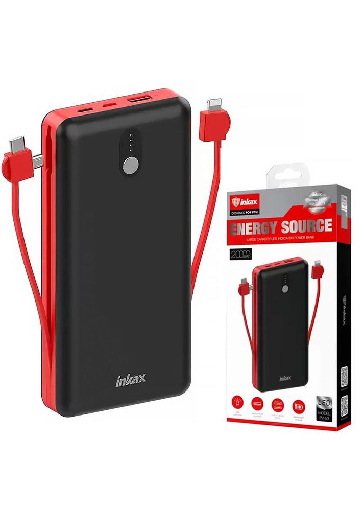 Повербанк 20000 мА·год + 3 перехідники, PV-53 / Зовнішній акумулятор/Повербанк для смартфона Inkax (370256890)