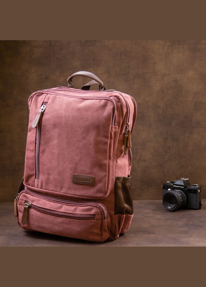 Рюкзак текстильний дорожній унісекс на два відділення 20615 Малиновий Vintage (328449842)