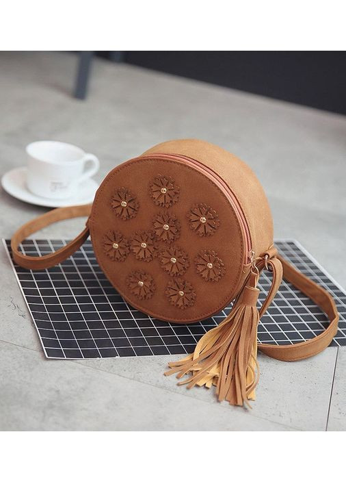 Жіноча кругла стьобана сумочка клатч з екошкіри чорна ProDobro (363136371)