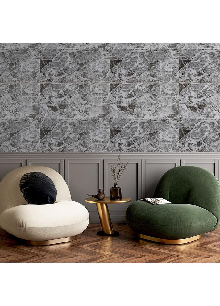 Декоративна 3D панель самоклейка Мармурова плитка чорна 700х700х4мм (192) Sticker Wall (355467666)