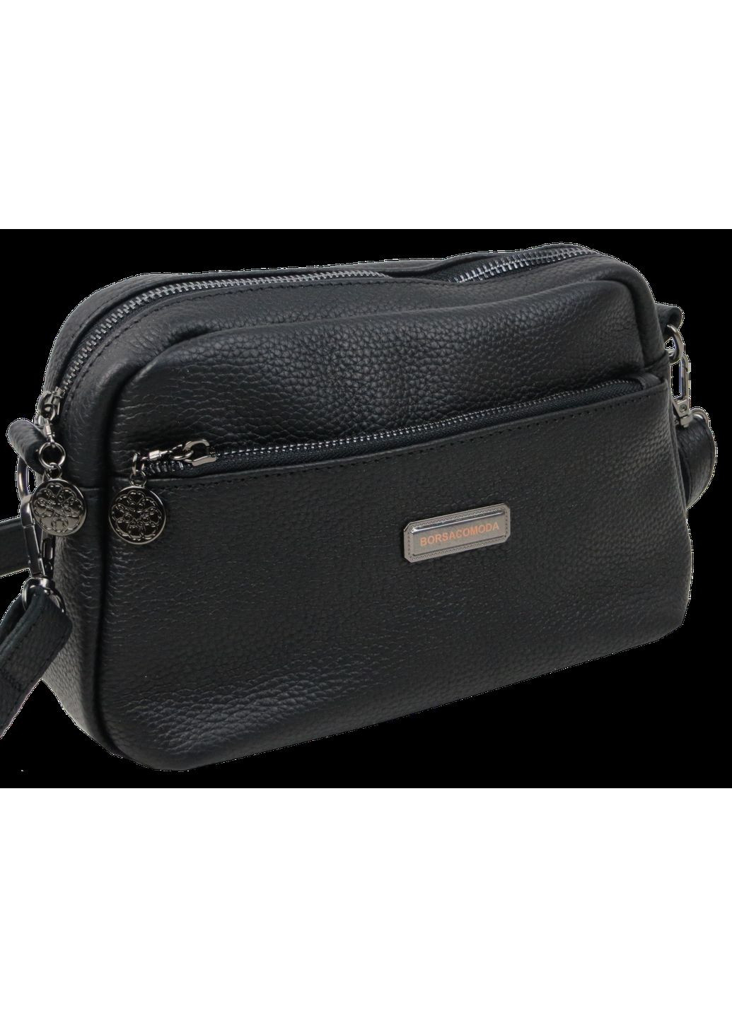 Жіноча шкіряна сумка на плече чорна Borsacomoda (360893829)