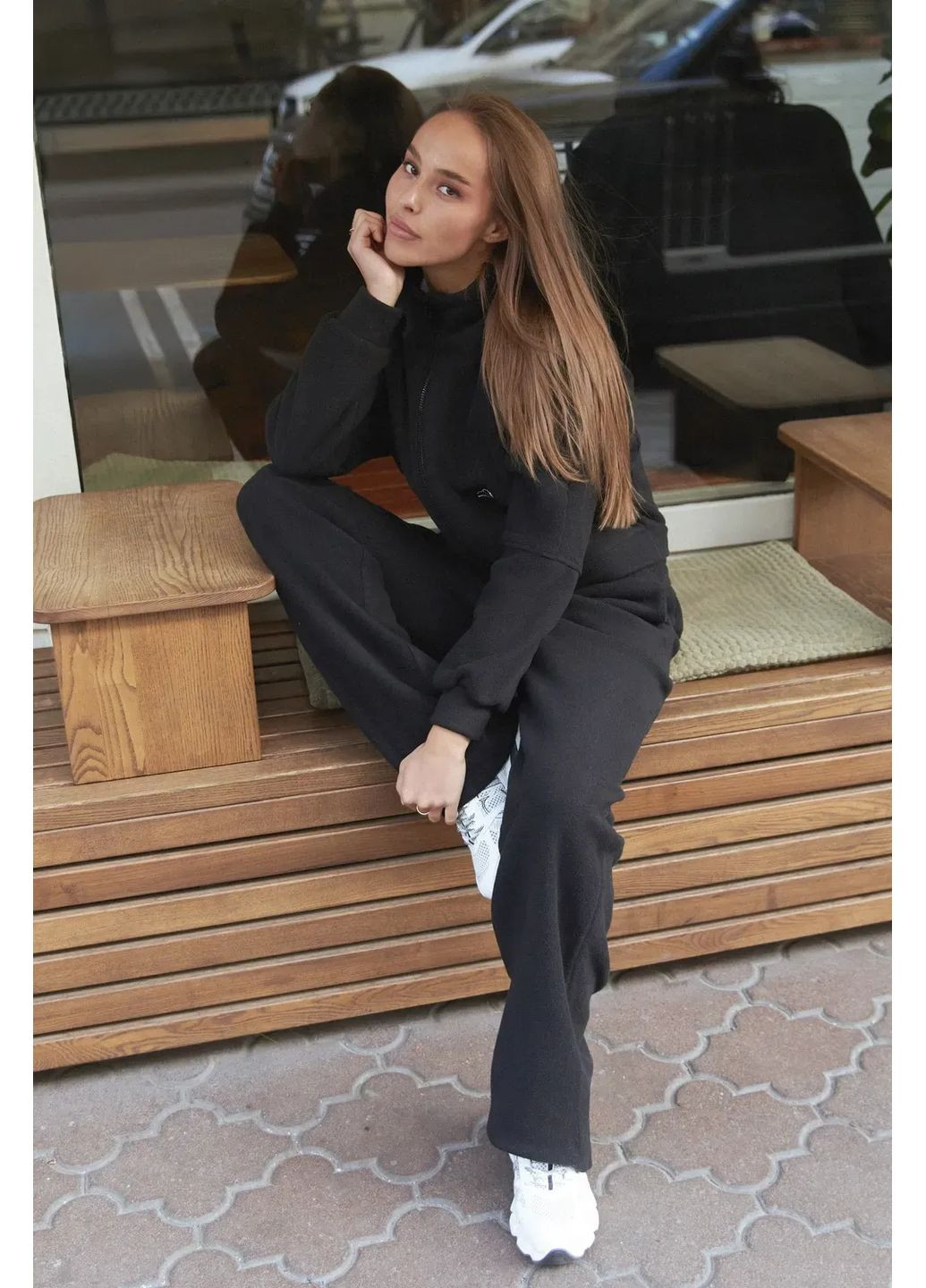 Женский флисовый костюм (кофта, брюки) 2338.6513_чёрный S-M No Brand 2338.6513 (365717956)