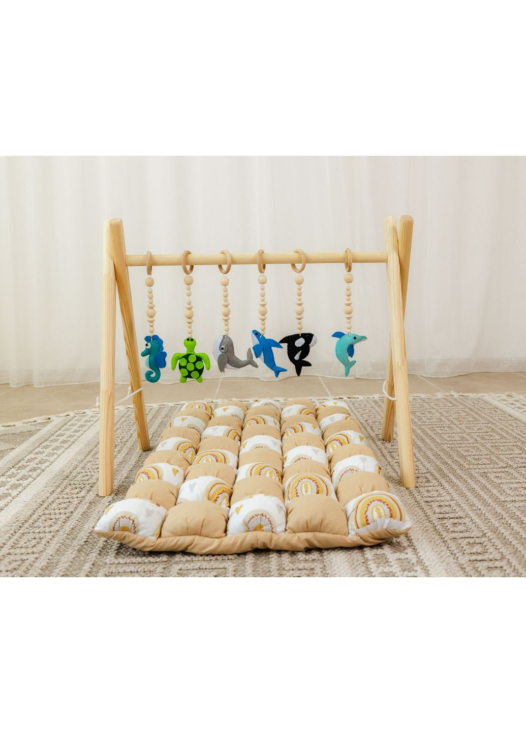 Мобіль дитячий підлоговий XRMASTER Підводний світ з матрациком Rainbow, тренажер Монтессорі No Brand (350313837)