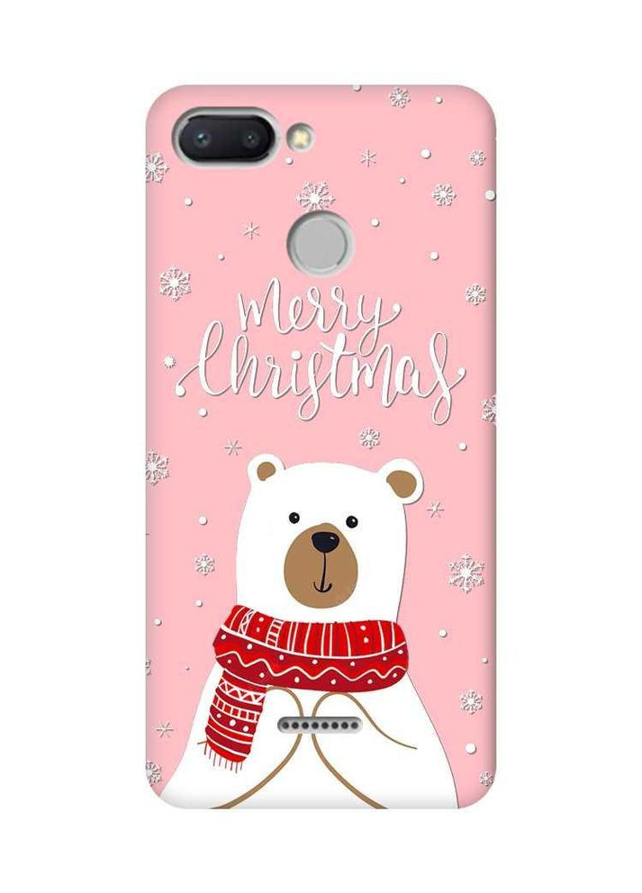Матовий рожевий чохол на Xiaomi Redmi 6 Ведмедик. З Різдвом (принт 146) Creative (362965399)