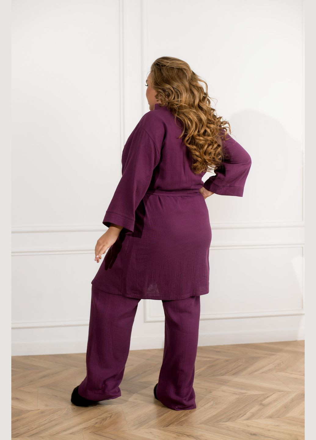 Фіолетова всесезон домашній бавовняний костюм 3-ка Minova