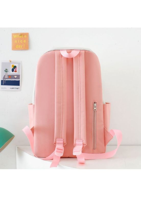 Шкільний набір 5 в 1 рюкзак, сумка-шопер, пенал, сумочка-клатч через плече, сумочка-мішечок синій з рожевим 1312 No Brand (362475054)