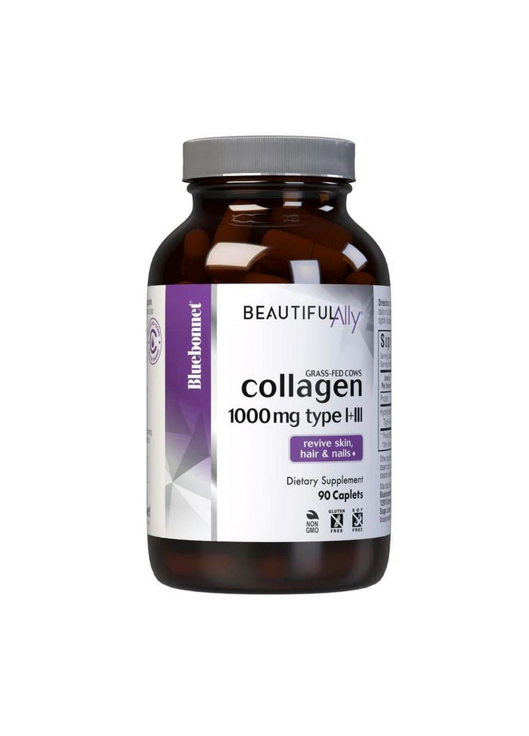 Препарат для суставов и связок Beautiful Ally Collagen Type I + III, 90 каплет Bluebonnet Nutrition (293338238)