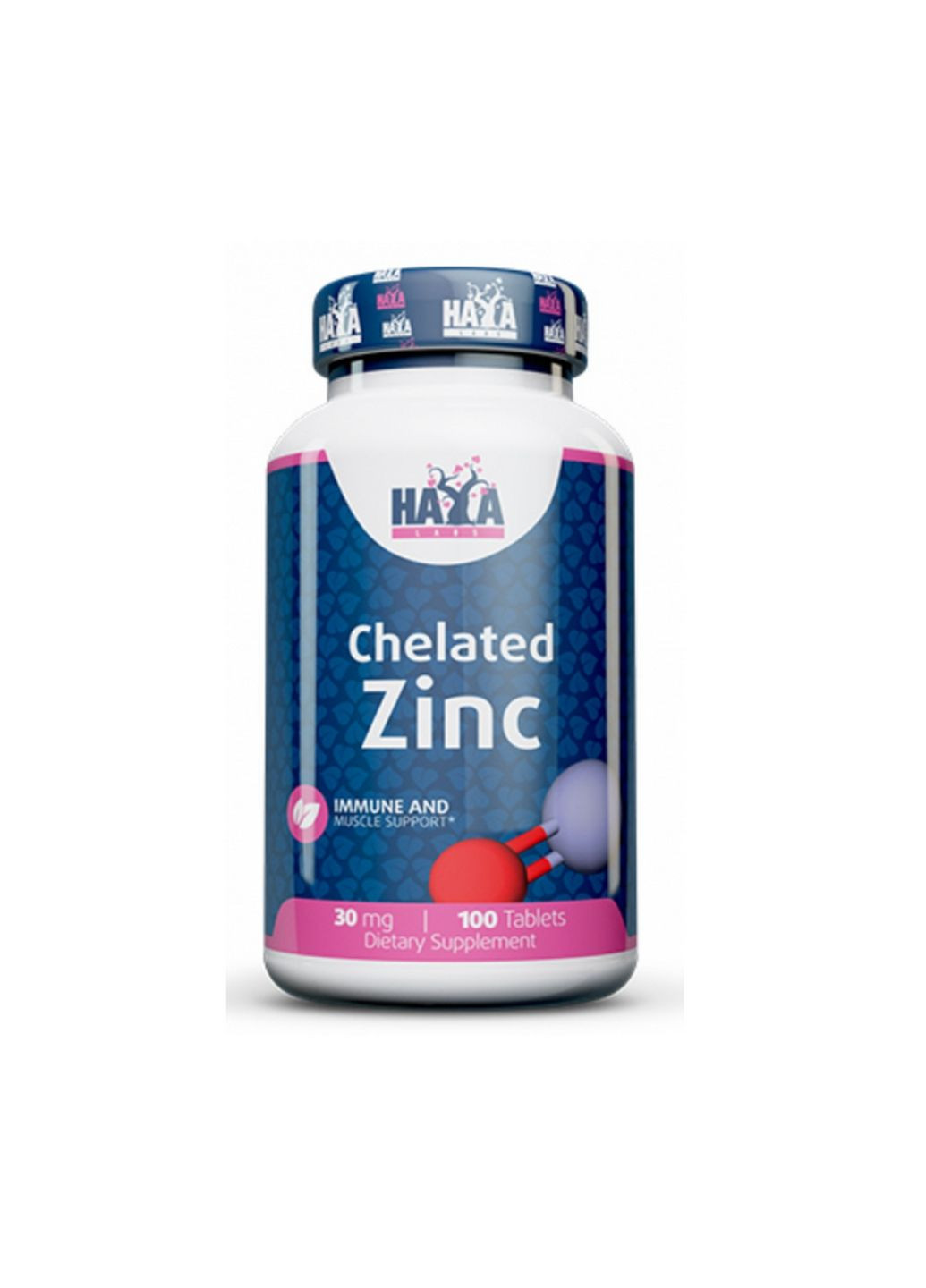Вітаміни та мінерали Zinc Bisglycinate 30 mg, 100 таблеток Haya Labs (293418399)