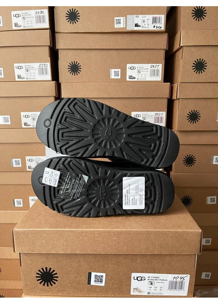 Уггі Чоловічі UGG Classic Mini Black Leather (Шкіра) (366320884)