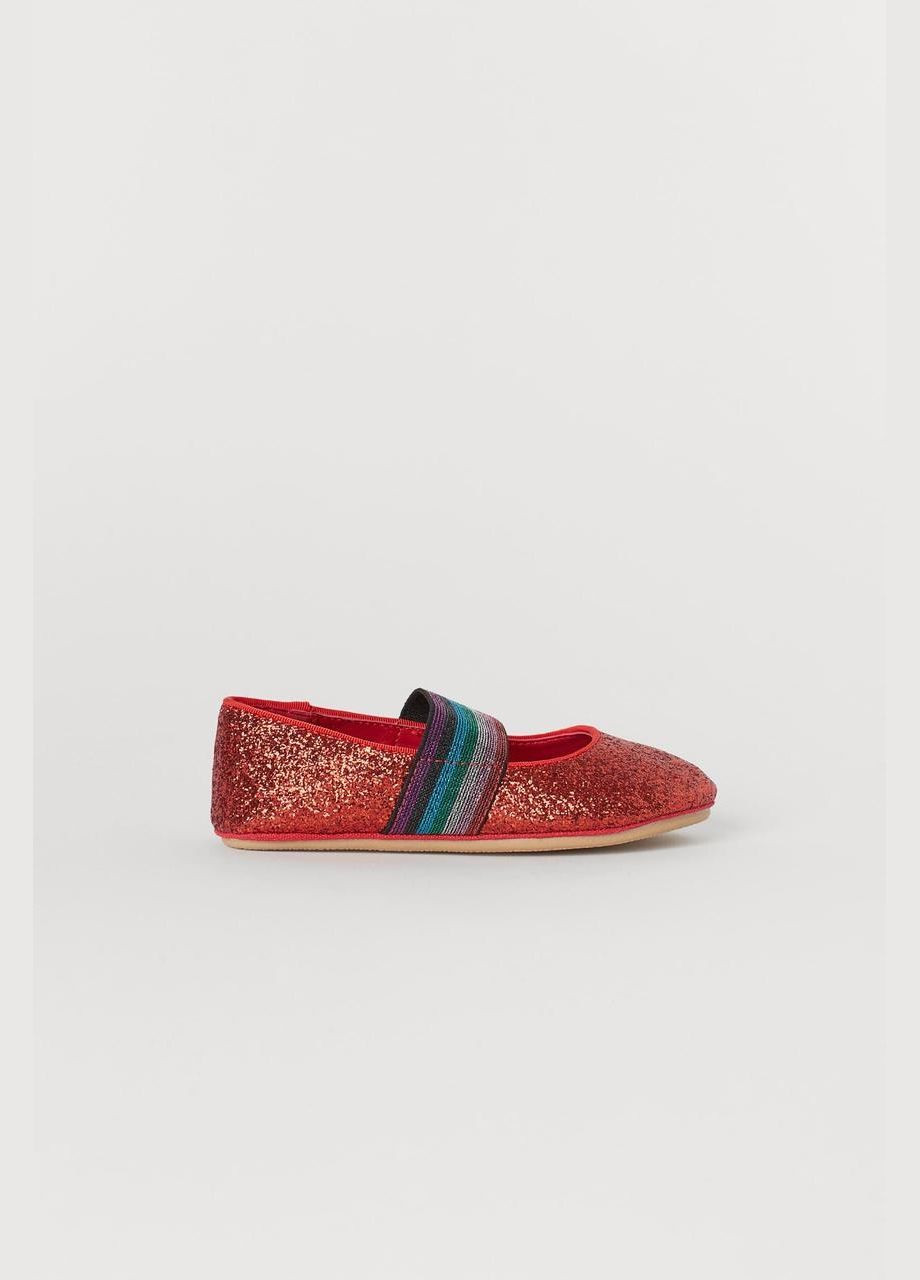 Дитячі туфлі для дівчинки 26 розмір червоні з гліттером 0624002002 H&M (290841750)