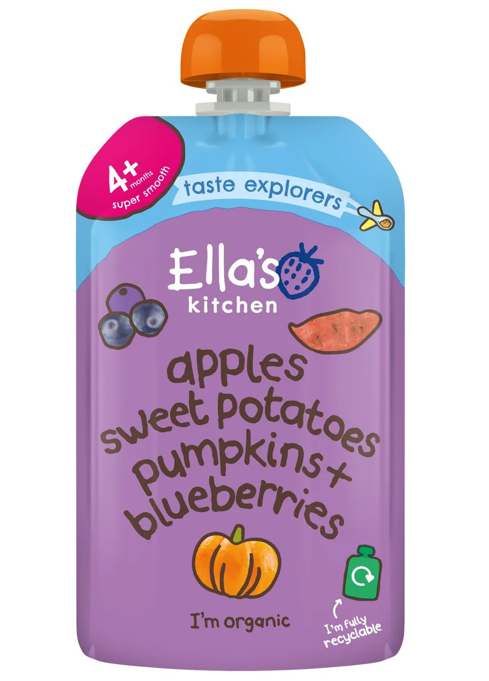 Пюре Ella's kitchen Яблуко, солодка картопля, гарбуз та лохина, 120 г Ella’s Kitchen EK015 (335029971)