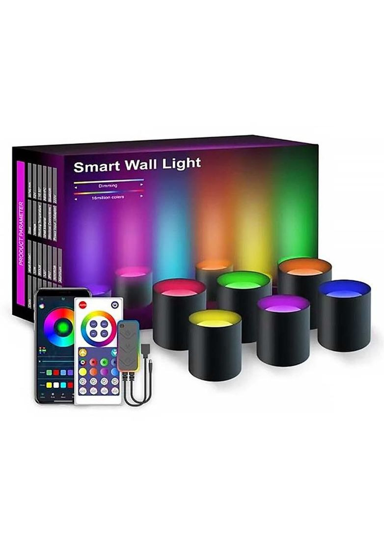 Настенная LED лампа RGB Intelligent wall lamp 6 pcs with Bluetooth European plug with app Epik (293970191)