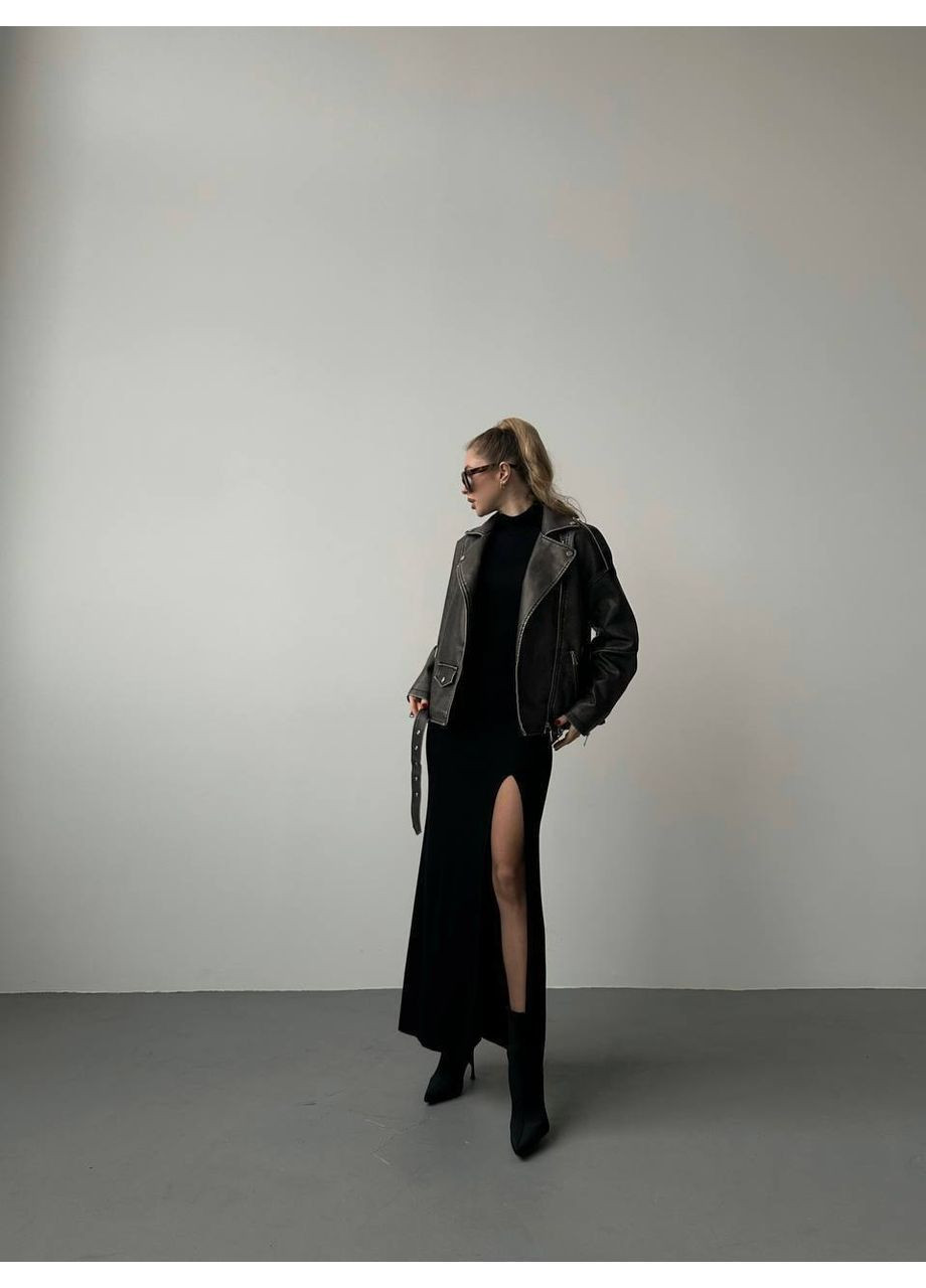 Сіра демісезонна куртка жіноча димісезонна косуха Style Point