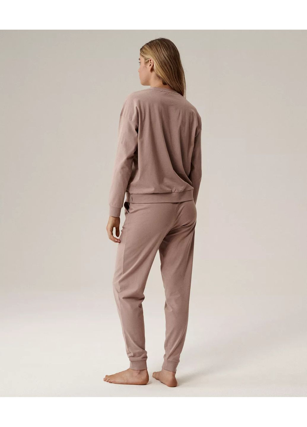 Темно-бежева жіноча бавовняна піжама кофта + брюки Atlantic