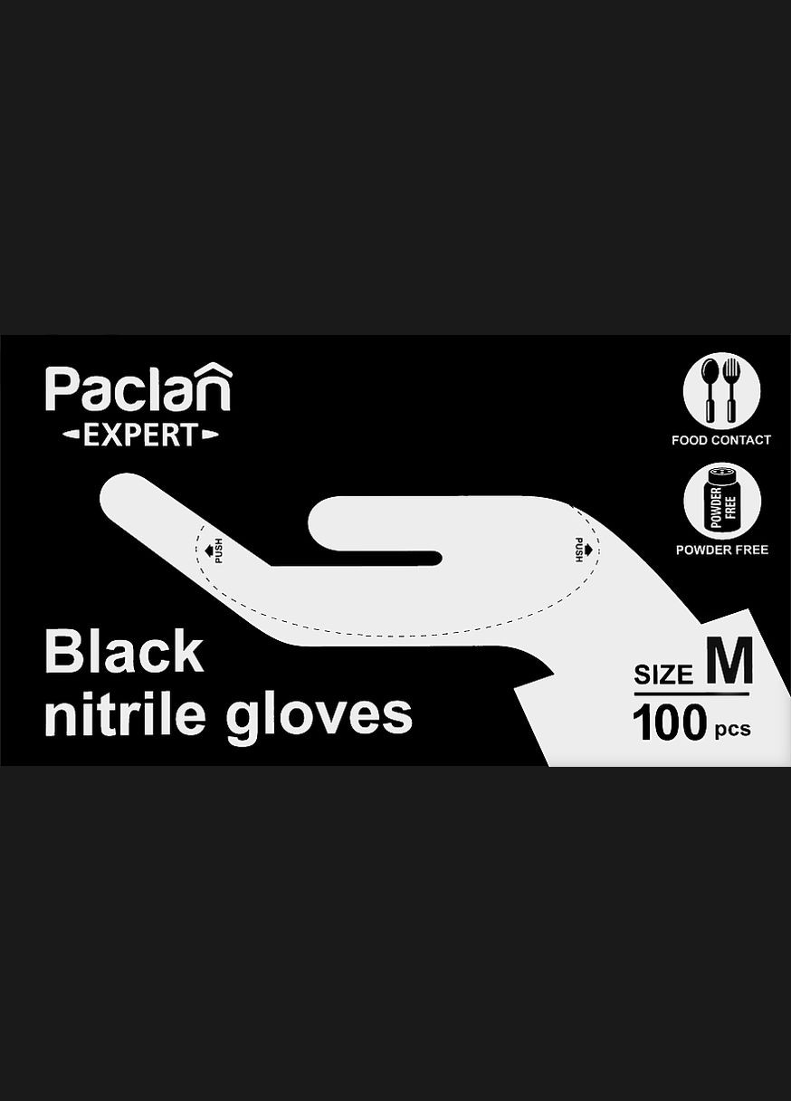 Рукавички нітрилові р.М, чорні EXPERT 100шт (831950-27063024) Paclan (368634718)
