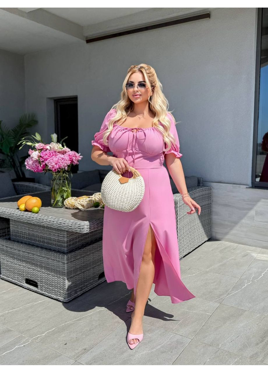 Рожева святковий, повсякденний, кежуал жіноча сукня міді а-силует Style Point однотонна