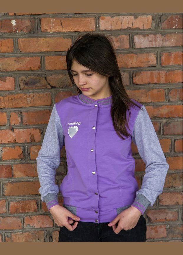 Фіолетовий демісезонний бомбер для дівчинки hc (h001-6029-057-33-5н) No Brand
