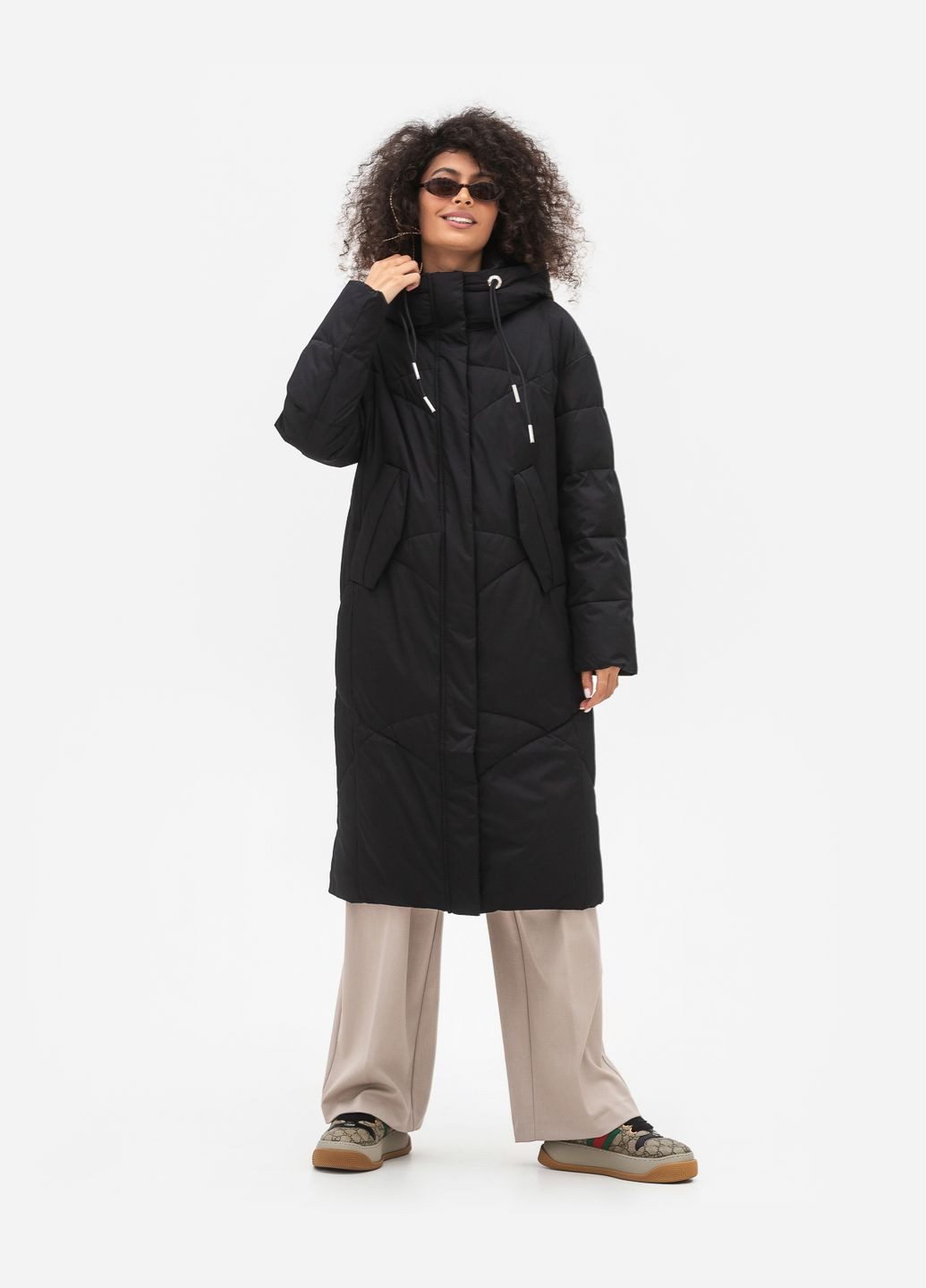 Чорна зимня куртка-пальто модель Viva 8626