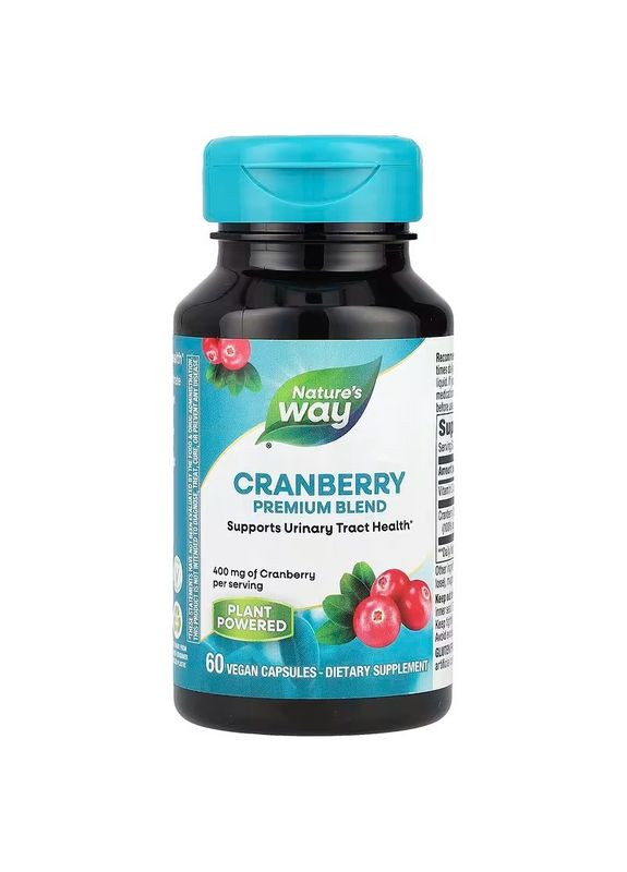 Клюква, Cranberry,, премиум смесь, 400 мг, 60 веганских капсул Nature's Way (367990606)