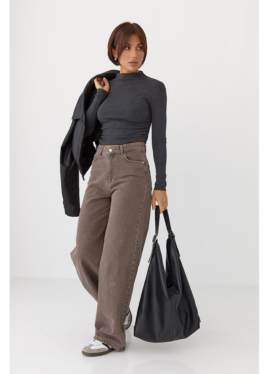 Женская однотонная водолазка с драпировкой - бордо цвет Lurex (364967649)