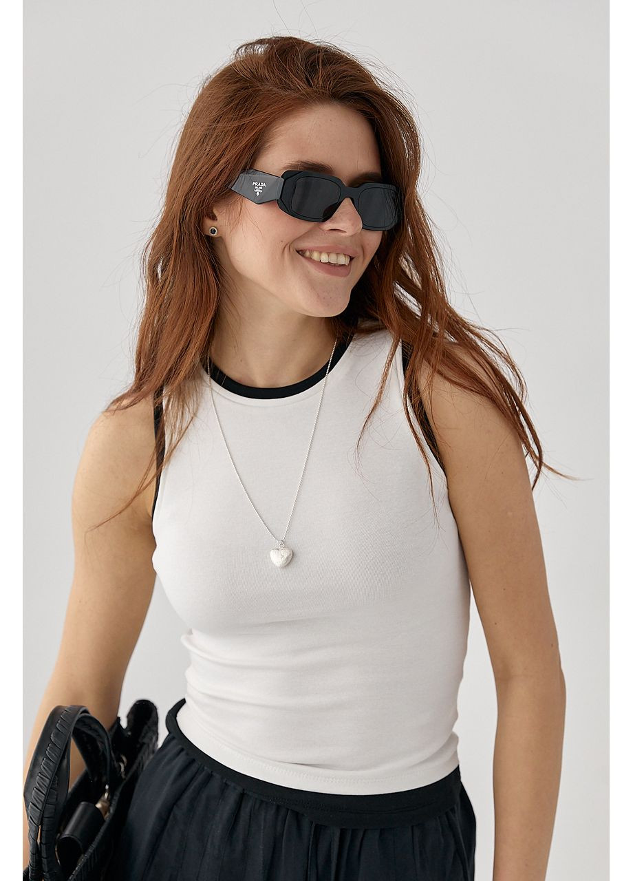 Трикотажна подвійна майка - білий колір Lurex — 340917703