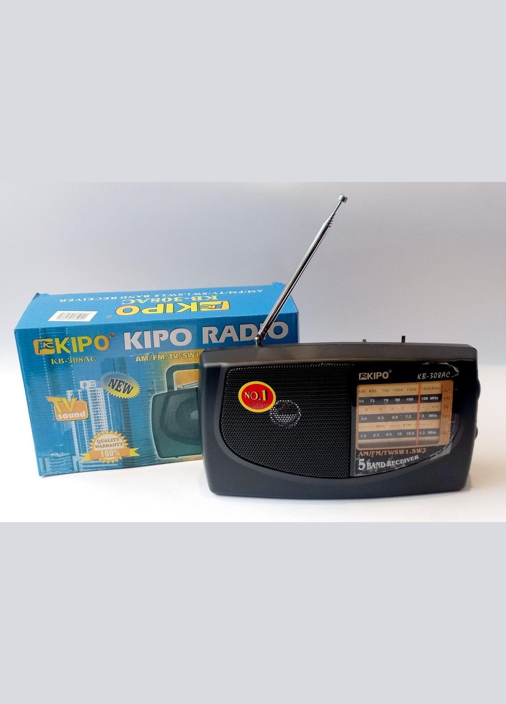 Автономний радіо приймач 5-хвильовий Чорний 308 Kipo (300079314)