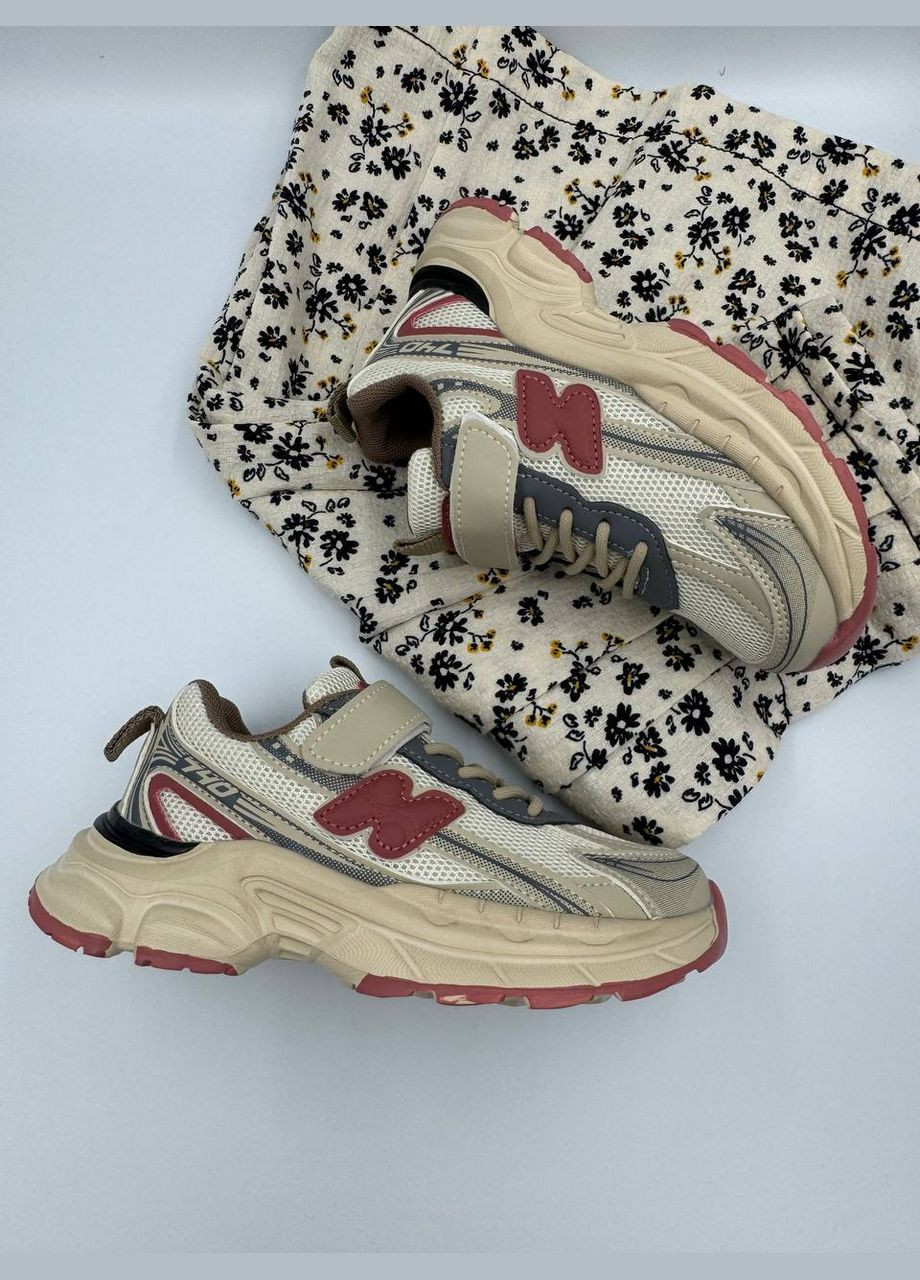 Бежевые бежевые легкие стильные кроссовки для мальчиков и девочек Kimboo