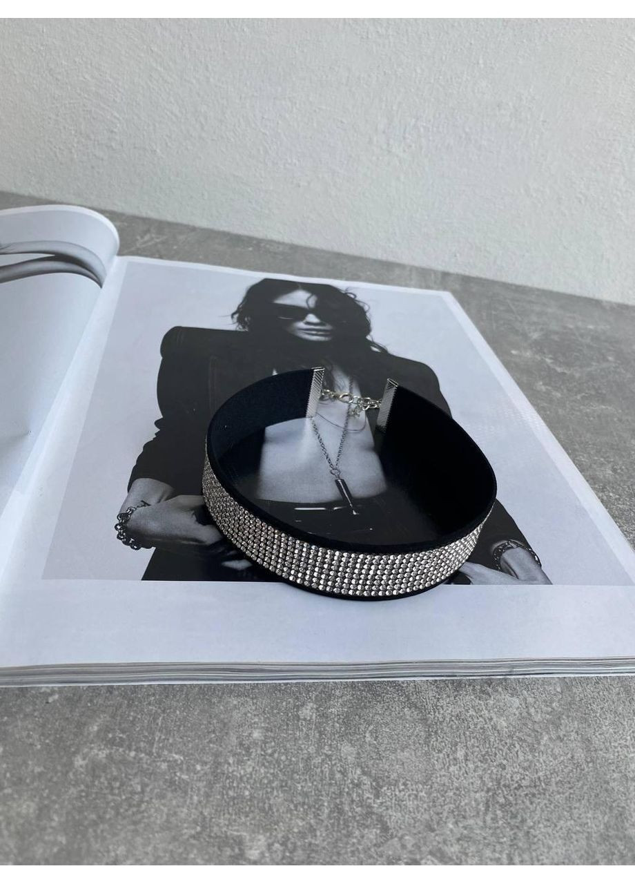 Чокер у стилі BDSM зі срібним декором / Еротичний чокер-комір для фотосесії / Аксесуар на шию BDSM стиль сріблястий No Brand (366888419)