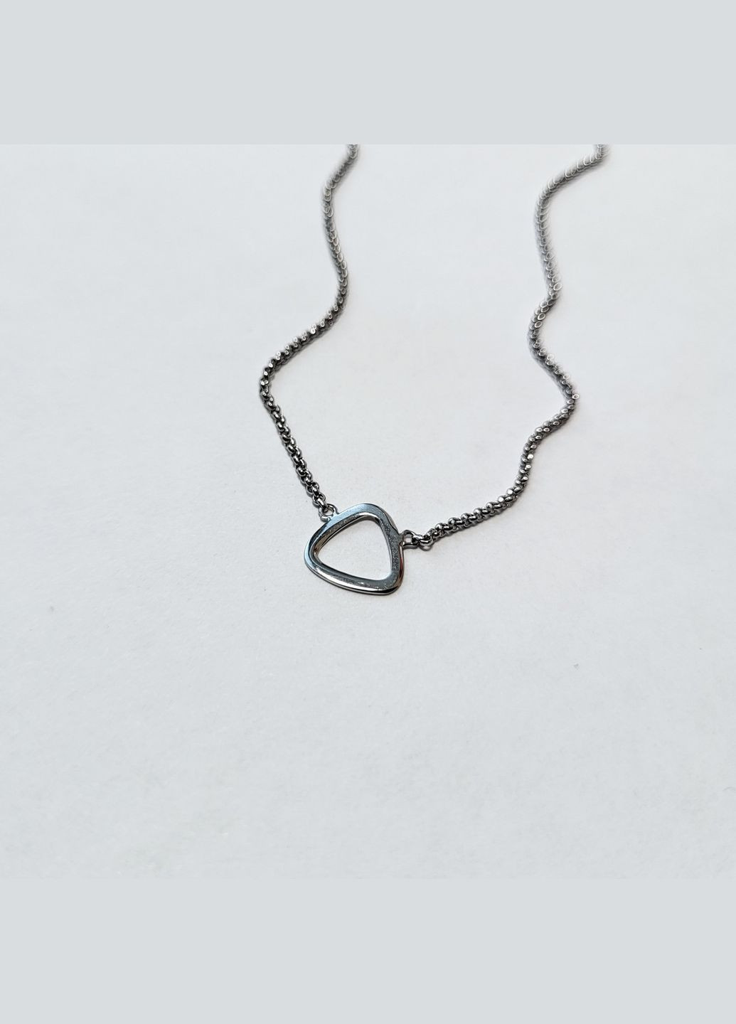 Женская серебряная цепочка колье с подвеской без камней Треугольник 45 см серебро 925 пробы Родирован 1212 No Brand (306854431)