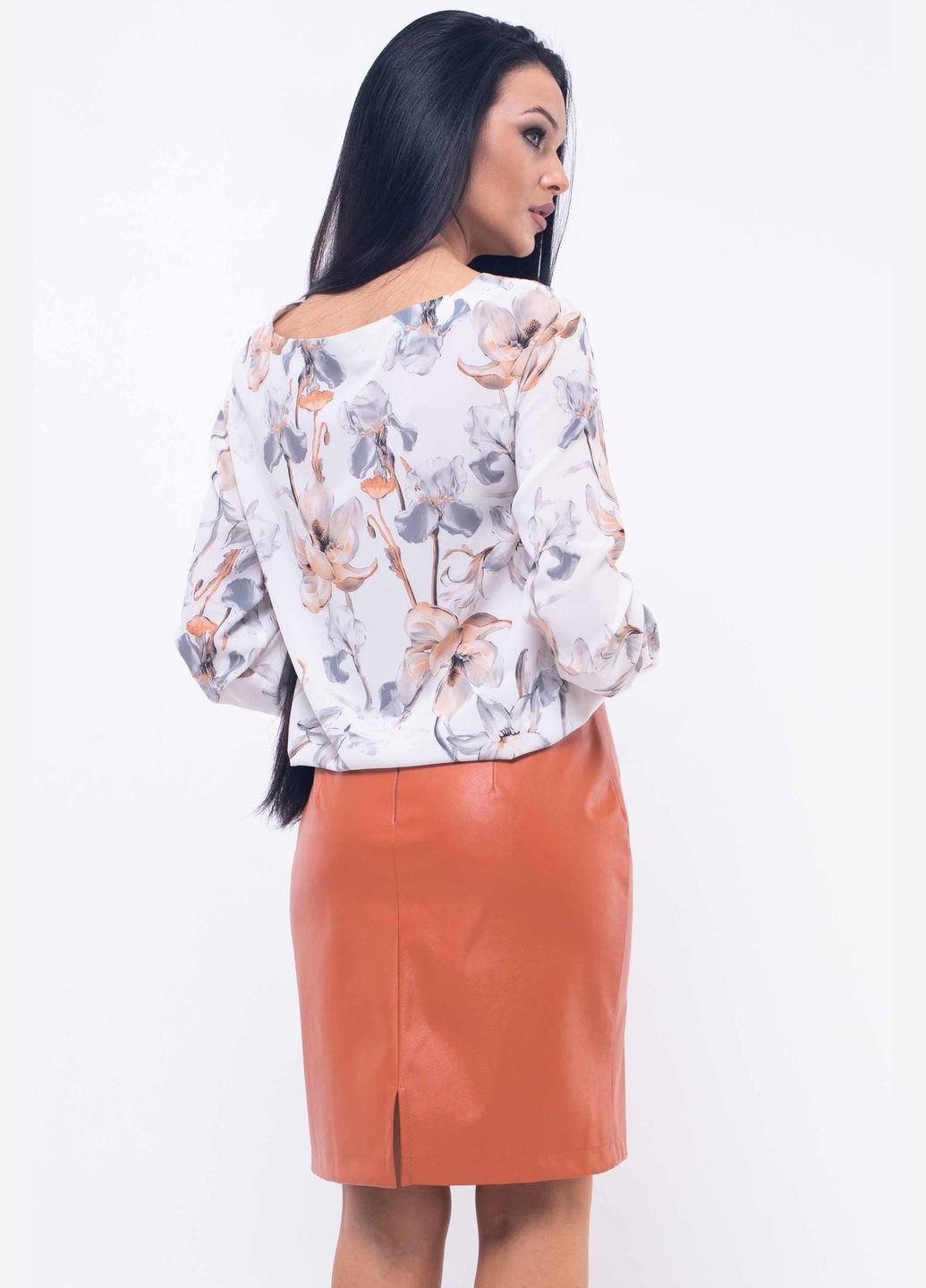 Светло-коричневая повседневная женская юбка из эко-кожи прилегающего силуэта (юб 43.1-26/19) RiMari