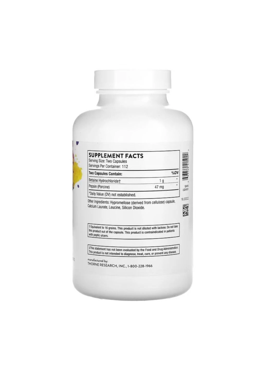 Добавка Betaine HCL & Pepsin - 225 caps Thorne Research (306462039)