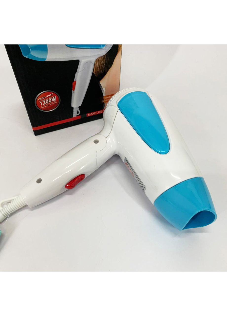 Фен для волос складной дорожный GM-1756 1200 Вт. Цвет: голубой Gemei (364663731)