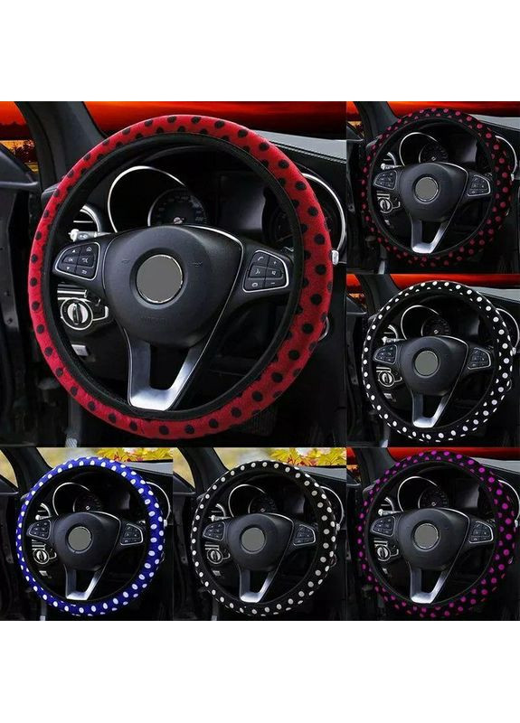 Обплетення (чохол) на кермо (36-39 розмір, оксамит, чорна з рожевим горошком) Dragon (369165426)