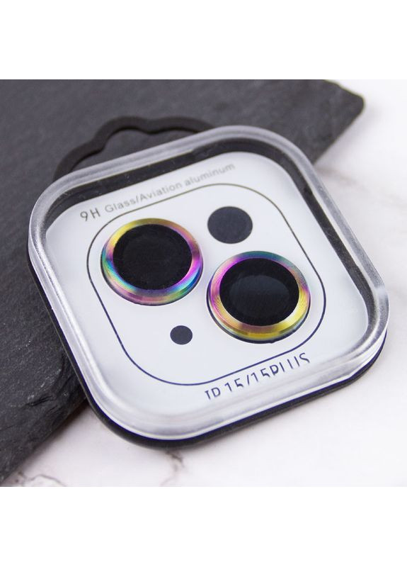 Захисне скло Metal Classic на камеру для Apple iPhone 15 (6.1") / 15 Plus (6.7") Rainbow No Brand (365750044)