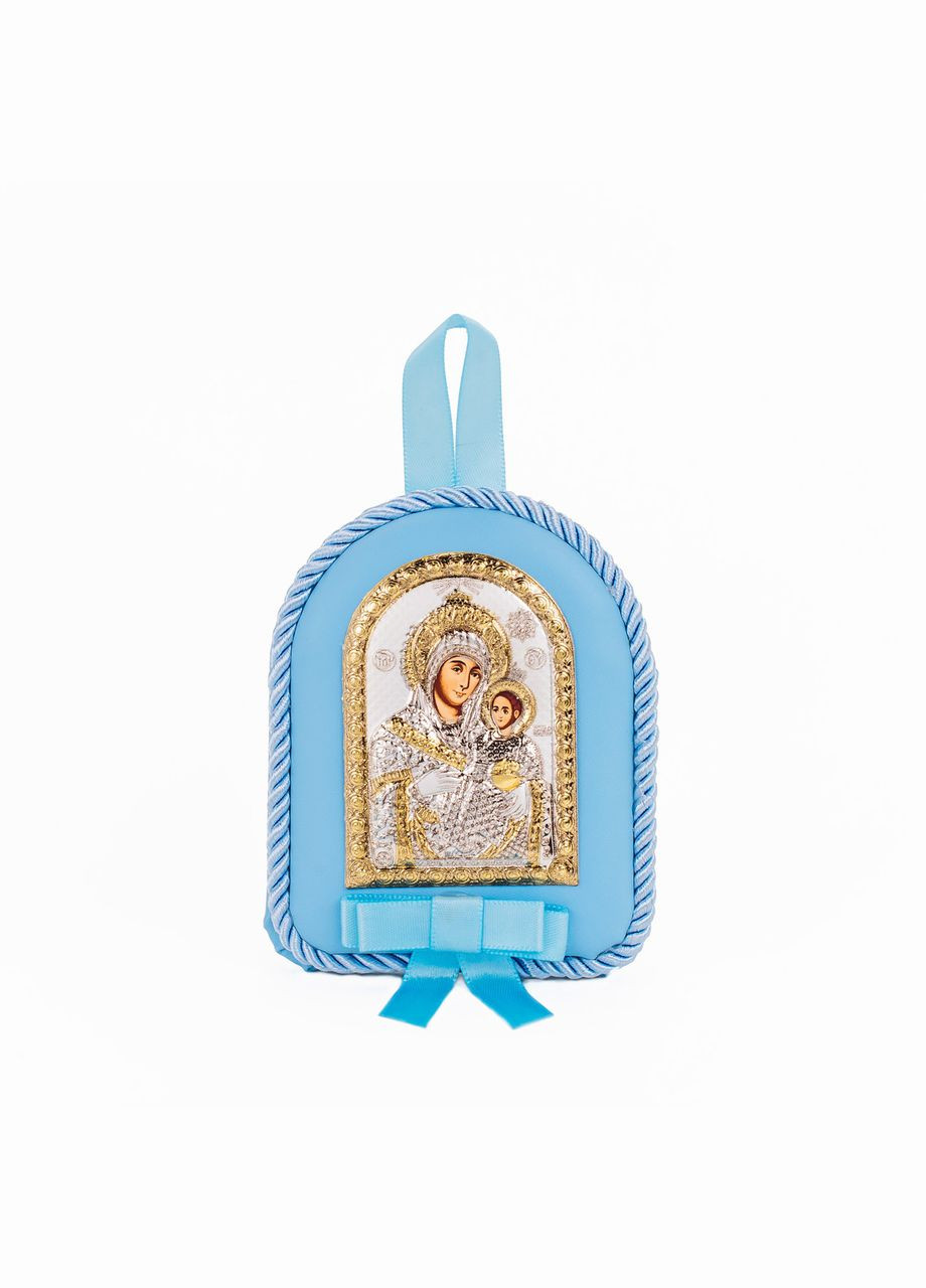 Дитяча Іконка на синій подушечці Вифлеємська Божа Матір 8х10см в сріблі Prince Silvero (265215719)