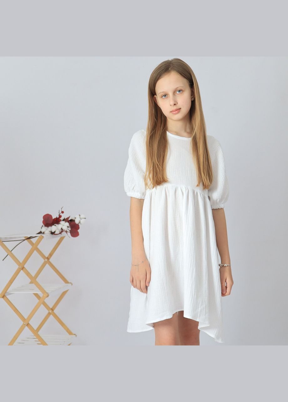 Біла дитяче довге біле плаття "венді" з мусліну для дівчинки No Brand (331619973)