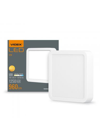 LED Светильник накладной квадрат 12W 5000K White (VL-DLSS-125) Videx (370242620)